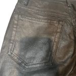 Topshop Black Wax Coat Straight Leg Raw Hem Denim Jeans Women Sz 25/32 Photo 8