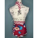 Cupshe Women's Red White Striped Floral Halter One Piece Swimsuit Size S Photo 1