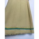 American Vintage OOAK Vintage 60s mod tweed yellow dress, blue green trim fringe hem Medium Photo 5