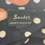 Bardot  | Navy Blue Polka Dot Open Back Sheer Button Down Blouse Sz 4 Photo 6