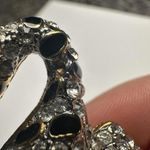 Large Tiger Striped Wild Cat Rhinestone Gold Tone Black Enamel Brooch Pin Photo 8