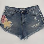 ZARA  Trafaluc Cut Off Denim Shorts High‎ Waist Women's Blue Distressed Size 6 Photo 0