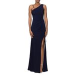 AQUA One Shoulder Thigh Slit A-Line Long Evening Gown Blue Size 14 Formal Dress Photo 10