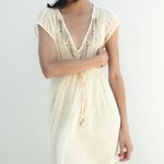 ZARA  Beaded Mini Beach Cover Up Swimsuit Dress Cream White Sheer Photo 1
