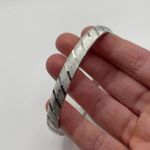 Monet Vintage Signed - Silver Tone Bangle Bracelet Etched Stripes Photo 1
