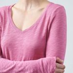 ATM Anthony Thomas Melillo Slub Jersey Long Sleeve V -Neck Tee Pink Gardenia Photo 3