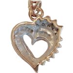 Diamond 10k Heart Pendant Necklace Solid Yellow and White Gold Photo 2