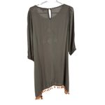 Umgee  S Boho Olive Tunic mini dress Embroidery fringe tassels coverup oversized Photo 1
