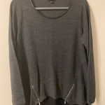Torrid Grey Thermal Long Sleeved Lined Pullover Silver Zippers Size 00 Large Photo 0