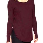 Frye & Co. Burgundy Fox Tail Heritage Raw Hem Thumb Holes Top Red Size L Photo 0