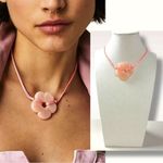 Free People Baby Flower Cord Choker Pink NWT Necklace Stone Bohemian Retro 70s Photo 1