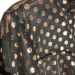 Black Sheer Gold Dot Mock Neck Ruched Chest Top Size M Photo 4