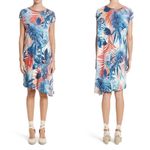 FUZZI Dress 100%Viscose Zaffiro Leaf Italian Designer Luxury Asymmetrical Small Photo 2