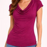INC International Concepts Womens Purple Cowl Neck Cap Sleeve Top Size Medium Photo 0