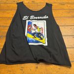 El Borracho Loteria Graphic Tank Top Black Sleeveless Cut Off Size L Photo 0