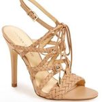 Ivanka Trump leather strappy tan high heels women Size 9M Photo 0