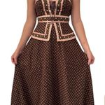 Gunne Sax 70's rare brown pink prairie maxi lace corset sundress cottagecore XS Photo 0