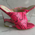 LEMONADE Cotton Candy Snake Pront Lucite Wedges Sandals Size 6.5 Pink Photo 0