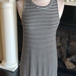The Comfy  Knit Black White Stripe Dress Eikosi Sleeveless Summer Casual Flowy Photo 9
