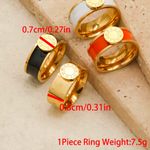 Classic stainless steel ring, Roman numeral design. Gold Color Size 6 Photo 3