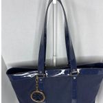 Tory Burch  Canvas Jane Tote navy patient leather Shoulder Bag Photo 4