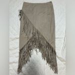 Olivaceous  Asymmetrical Fringe Skirt in Tan Photo 3
