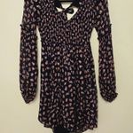Free People Marina Mini Dress Long Sleeves Tie Back Navy Blue Women's Size XS Photo 2