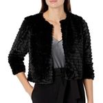 Calvin Klein NWT Women's Black Faux-Fur 3/4 Sleeve Shrug Jacket Size M MRSP $99 Photo 0