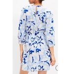 Loft  Linen Blend Dress Blue Floral A-Line Soft Coastal Breezy Career Large Tall Photo 1