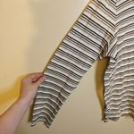 Studio Works  Size Extra Large XL Striped Stripes Brown White Cotton Mock Neck Photo 2