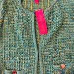 Lilly Pulitzer  Simora Fringe Cardigan Evergreen Exotic Tweed Size XS NWT Photo 5
