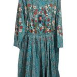 Tucker Floral Teal Long Sleeve Plus Size Midi Dress Green Photo 2