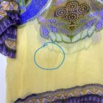 CAbi  Womens Silk Mini Pullover Tribal Boho Floral Bell Sleeve Dress Cover Up S Photo 4