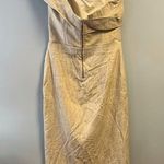 ZARA Dress Elegant Tan One Off Shoulder Strap Strap Dress Sz M NWT Midi Photo 7