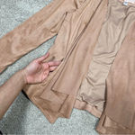 Hutch Anthropologie  Open Jacket Blazer Faux Vegan Suede in Peachy Beige Size S Photo 7