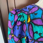 Vintage Lane’s Abstract Multicolor Silk Midi Dress Multiple Size 10 Photo 4