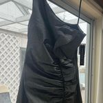 Andrew Marc  NWT Gunmetal Metallic Ruffle Ruched One Shoulder Dress Size 8 Photo 0