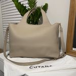 Cuyana new  16” leather system tote bag work career casual purse with strap STONE Photo 1