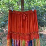 Raiment Women's Vintage Orange Rainbow Pleated Maxi Skirt Size 30" Waist Size M Photo 2