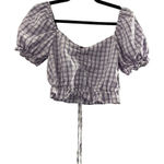 Primark Lavender Checkered Puff Sleeve Blouse Photo 0