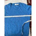 kim rogers  Women's Blue 100% Cotton Cable Knit Crew‎ Neck Sweater Small Photo 2