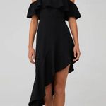 Amanda Uprichard  Camellia Off The Shoulder Midi Dress Black Womens Size Small Photo 0