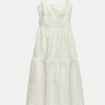 ZARA NWT ZW COLLECTION FRAYED JACQUARD Balloon hem MIDI DRESS SIZE L Photo 11