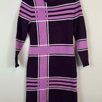 Eva Mendes New York & Co | Sweater Dress Bodycon Purple Burgundy Plaid Size XS Photo 1