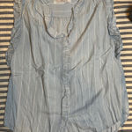 CUPIC Light Blue White Stripe Ruffled Sleeve Button Down Shirt Top Womens Size 6 Photo 0