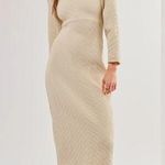 Free People NEW  Gabby Seamless Midi Dress Bone Ecru Textured Keyhole Size Md/Lg Photo 0