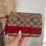Coach Vintage Y2K Signature Red & Khaki Jacquard Small Wristlet Style 41637 Photo 3