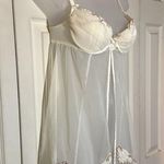 Victoria's Secret Cream Semi Sheer Padded Cup Open Front Lace Trim Cami Top 34B Photo 2