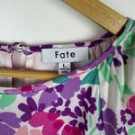 Fate Women Frances Floral Pleated Skirt Dress Sz L Puff Sleeve Colorful Feminine Pink Size L Photo 9