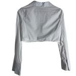 STAUD Seneca French Blue Boxy Cropped Long Sleeve Button Up Collared Top Small Photo 6